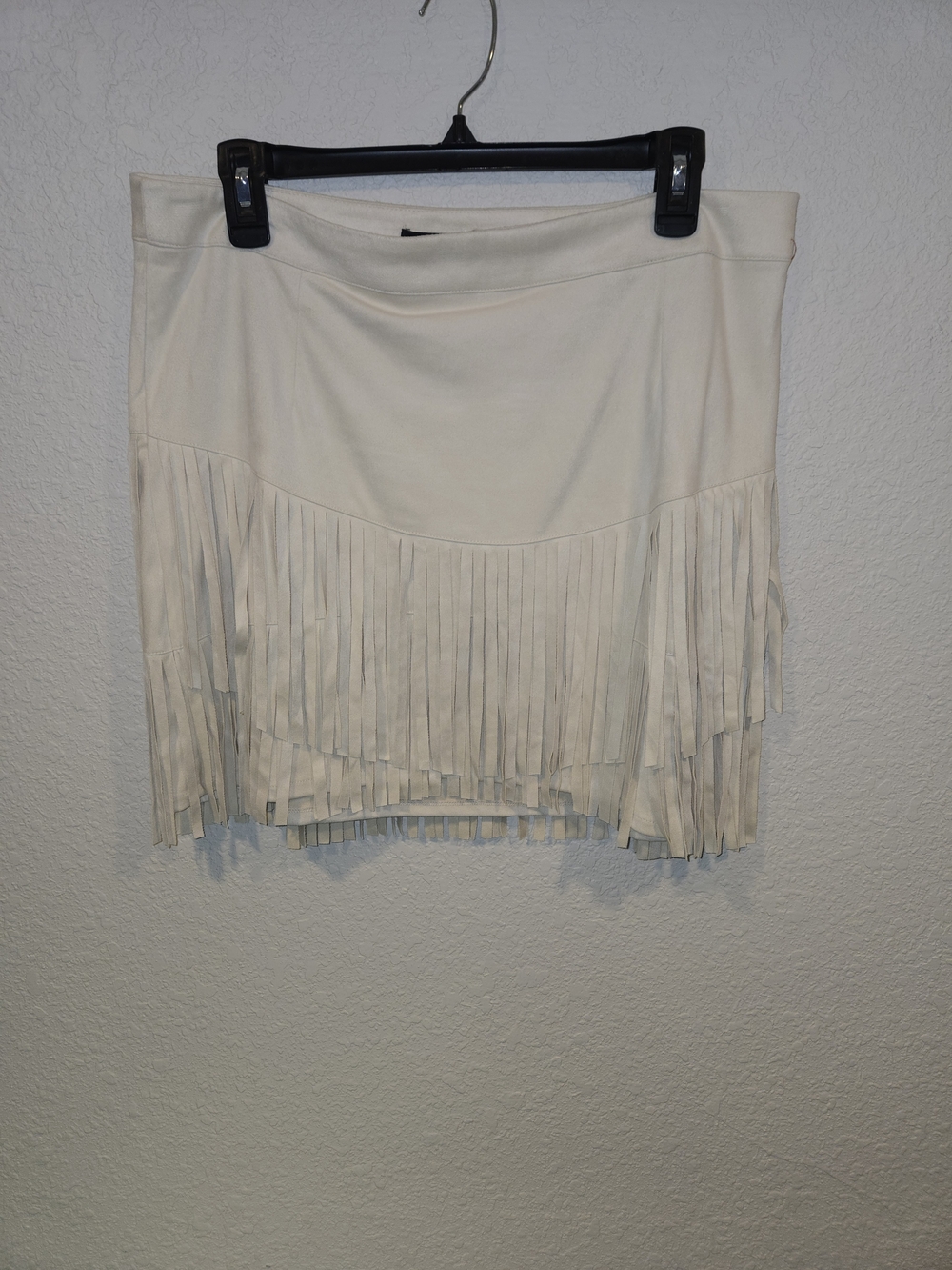 Sincerly Jules Size XL Fringed Cream Women's Skirt